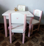 Новий дитячий стіл з 2-ма стільцями з ручним розписом., numer zdjęcia 3