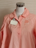 Красивая женская ночная рубашка винтаж 80-х дл. рукав с кармашком абрикос Китай, фото №4