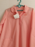 Красивая женская ночная рубашка винтаж 80-х дл. рукав с кармашком абрикос Китай, фото №7