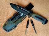 Тактический нож Cоlumbia 4038A Grey c пилой компасом огнивом точилкой стеклобоем 27 см, фото №11