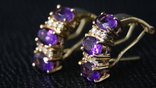 Gold earrings, 585, amethyst, William Lam Co, USA, 4.6 g, photo number 3