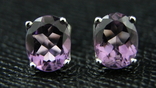 Gold stud earrings with amethyst, 750, 4 g, photo number 2