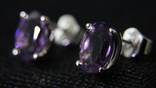 Gold stud earrings with amethyst, 750, 4 g, photo number 3