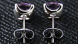 Gold stud earrings with amethyst, 750, 4 g, photo number 4