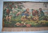 Tapestry "Hunters at Rest". Vintage. Production of GDRs. USSR. Size 154x63(70) cm. No1, photo number 4
