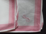 Женский № 1 -л9 красивый носовой платок женский белый розовый с монограммой S, photo number 5