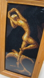 Nude girl, embroidered picture in a frame under glass, size 10.5 x 23.5 cm, photo number 3