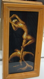 Nude girl, embroidered picture in a frame under glass, size 10.5 x 23.5 cm, photo number 4