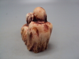 Figure netsuke bone mammoth tusk miniature Japanese sitting with a dog 4.3x5.7 cm weight 46.68 g, photo number 5