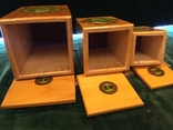 Дерево набор шкатулок для сыпучих продуктов Карпатские мотивы 3шт. 1976 год с биркой, photo number 11