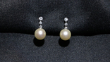 Gold Clip Earrings, 750, Pearls & Diamonds, France, 4.6 g, photo number 2