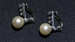 Gold Clip Earrings, 750, Pearls & Diamonds, France, 4.6 g, photo number 3