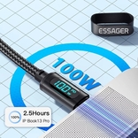  Usb Кабель Essager 100W Вт 5А 2 м + display USB-A/Type-C, фото №7