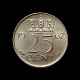 Нидерланды 25 центов 1967 г., фото №3