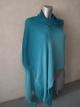 Палантин,шаль с переходом цвета бирюзовый и темно зелёный, фото №2