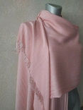 Палантин,шаль персикового цвета с бисерным кистями, вискоза, фото №3