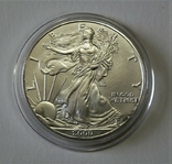 1 доллар США Серебряній орел " Шагающая Свобода"2000г. Брак монетного двора., фото №2