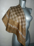 Винтажный невесомый шелковый платок с узорами,бежевый,натуральный шелк, фото №2