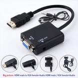 Переходник HDMI to VGA 1080P HD + шнур AUX Audio Cable 3,5 mm, фото №6
