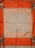 Винтажный невесомый шелковый платок с узорами,терракотовый,натуральный шелк, фото №3