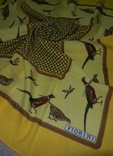 Fiorini,италия большой подписной желтый платок с тетеревами, photo number 5