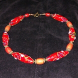 Necklace: Venetian glass, coral, photo number 3