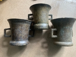 Three mortars with handles without pestles, photo number 3