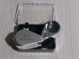 Ювелирная лупа Jeweler's metal loupe Silver Увеличение 30Х,линза 21мм,LED подсветка, фото №2