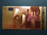Золота сувенірна банкнота 10 євро - 10 євро, фото №2