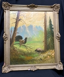 An old painting landscape "A deaf grouse sings in the forest" oil Germany, photo number 2