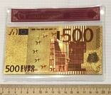 Gold-plated souvenir banknote 500 Euro in a security file, envelope / souvenir, photo number 3