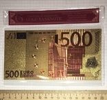Gold-plated souvenir banknote 500 Euro in a security file, envelope / souvenir, photo number 2