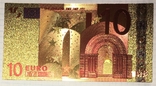 Золота сувенірна банкнота 10 євро (24К) в захисному файлі + сертифікат / сувенір, фото №6