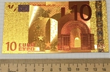 Золота сувенірна банкнота 10 євро (24К) в захисному файлі + сертифікат / сувенір, фото №11