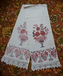 Embroidered towel old Ukrainian "Roses". Hemp cloth. Cross-stitch. 260x46 cm No. 2, photo number 3