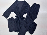 Женский велюровый комплект для дома 4в1 майка шорты штаны и халат (размер XL), фото №2
