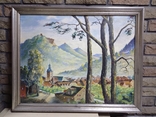 Antique painting City in the mountains. Rothenberg, oil, L., Germany., photo number 7