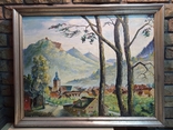 Antique painting City in the mountains. Rothenberg, oil, L., Germany., photo number 2