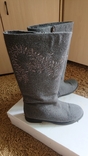 Серые сапоги, искусственный фетр с вышивкой на ненатуральном меху belletta на 38-38,5, numer zdjęcia 3