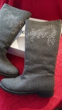 Серые сапоги, искусственный фетр с вышивкой на ненатуральном меху belletta на 38-38,5, photo number 2