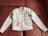 Джинсовая куртка, вышивка, жемчуг, р.13-14 лет, фото №2