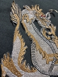 Вышивка золотом декор Серебристый дракон с красными глазами, photo number 3