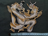 Вышивка золотом декор Серебристый дракон с красными глазами, photo number 2