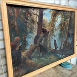 Велика стара картина И. Шишкин Утро в сосновом бору. Копия. 100х64 см., фото №11