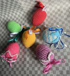 Плетені яйця, Пасхальні яйця вязані гачком, різнобарвні крашанки handmade, photo number 6