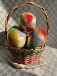 Великодній кошик -- 5 деревяних яєць, Пасхальний сувенір корзинка з яєчками, фото №8