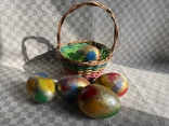 Великодній кошик -- 5 деревяних яєць, Пасхальний сувенір корзинка з яєчками, фото №9