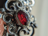 Silver antique necklace with garnets 835 Germany necklace silver pendant vintage, photo number 5