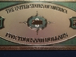 US Gold Souvenir Note 5000 dollars - 5000 dollars (sample 1928), photo number 8