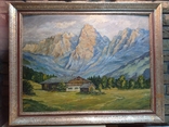 Ancient painting House in the Bavarian Alps, oil, 1948, H.Schmidt, Germany.Original, photo number 9